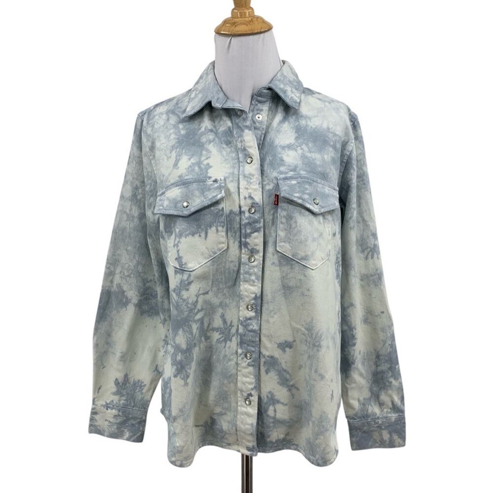 Levis Shirt Womens S Small Breeze White Pearl Snap Buttons Long Sleeves Western